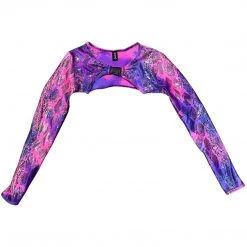 RAVELAND DASH OF SPARKLE PURPLE & PINK SHRUG TOP WITH BUCKLE WOMEN