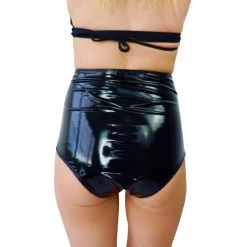 RAVELAND LATEX BLACK HIGH WAISTED BLACK BOTTOMS