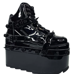 YRU SHOES QOZMO BONDAGE ROSE - BLACK PATENT