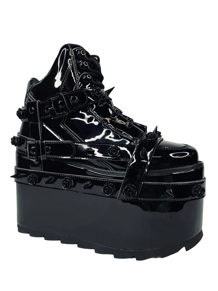YRU SHOES QOZMO BONDAGE ROSE - BLACK PATENT 4 YRU SHOES QOZMO BONDAGE ROSE - BLACK PATENT