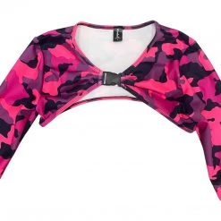 RAVELAND NEW ARRIVALS PINK WARFARE CAMO SHRUG TOP