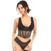 DAISY CORSET Lavish Black Fishnet Underwire Open Cup Waist Cincher