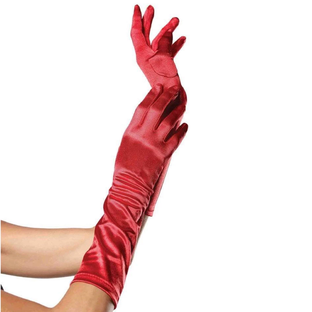 LEG AVENUE Elbow Length Satin Gloves WOMEN 6 LEG AVENUE Elbow Length Satin Gloves WOMEN