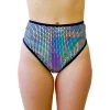 RAVELAND LIQUID MIRROR HIGH WAISTED BRAZILIAN BOTTOMS- SILVER WOMEN