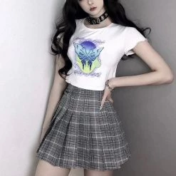 RAVELAND GRAY PLAID SKIRT WOMEN