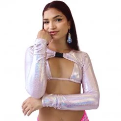 RAVELAND COSMIC MIST BUCKLE SHRUG TOP