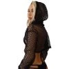 RAVELAND FISHNET CROP SHRUG HOODIE WOMEN