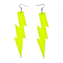 RAVELAND NEON YELLOW BIG LIGHTNING BOLT EARRINGS HEADBANGER COLLECTION