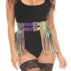 DAISY CORSET RAINBOW HOLO FRINGE SKIRT WOMEN