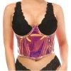 DAISY CORSET WOMEN Lavish Rainbow Gold Holo Open Cup Underwire Waist Cincher