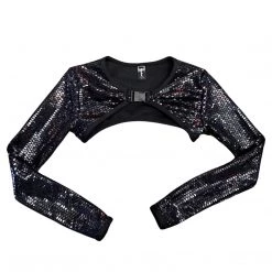 RAVELAND LIQUID MIRROR SHRUG TOP WITH BUCKLE