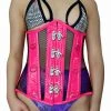 DAISY CORSET Top Drawer Steel Boned Hot Pink Patent & Fishnet Under Bust Corset 2 DAISY CORSET Top Drawer Steel Boned Hot Pink Patent & Fishnet Under Bust Corset