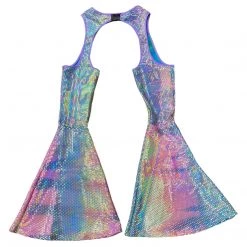 RAVELAND LIQUID MIRROR BUCKLED BELL CHAPS- PURPLE TIE DYE