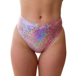 RAVELAND RETRO GLITTER- PINK HIGH WAISTED BRAZILIAN BOTTOMS NEW ARRIVALS