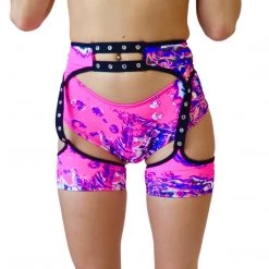 RAVELAND PINK ACID TIE DYE CRAZY SHORT CHAPS