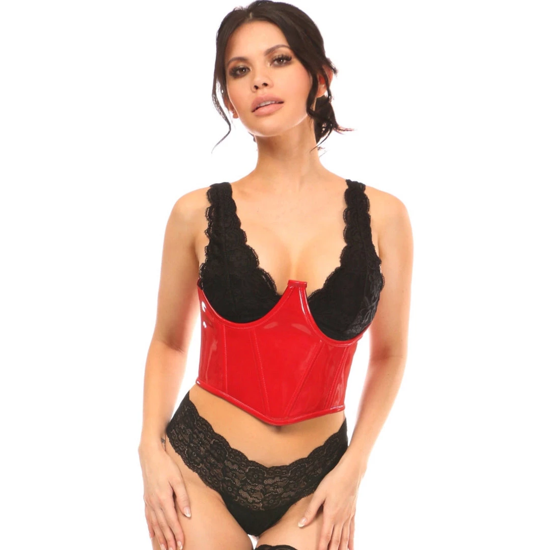 DAISY CORSET Lavish Red Patent Open Cup Underwire Waist Cincher 3 DAISY CORSET Lavish Red Patent Open Cup Underwire Waist Cincher
