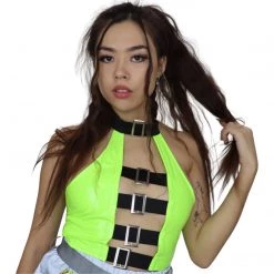 RAVELAND XENA LATEX BUCKLE TOP