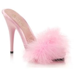 PLEASER SHOES FABULICIOUS FUR HEELS BABY PINK