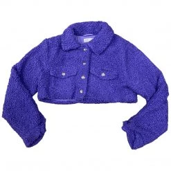 Hot&Delicious PURPLE SHERPA CROPPED JACKET WOMEN
