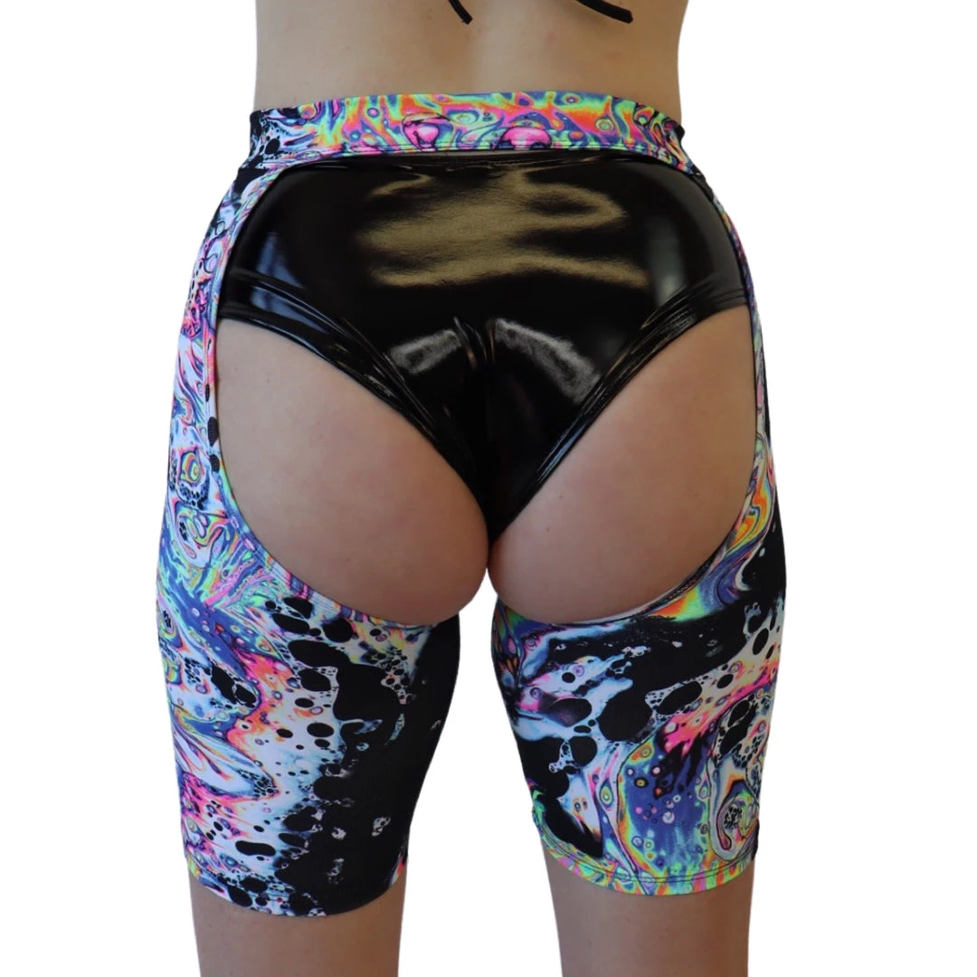 RAVELAND ACID TIE DYE ASAP BUCKLED SHORT CHAP NEW ARRIVALS 5 RAVELAND ACID TIE DYE ASAP BUCKLED SHORT CHAP NEW ARRIVALS