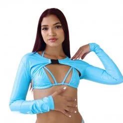 RAVELAND LOVELY LATEX SHRUG TOP