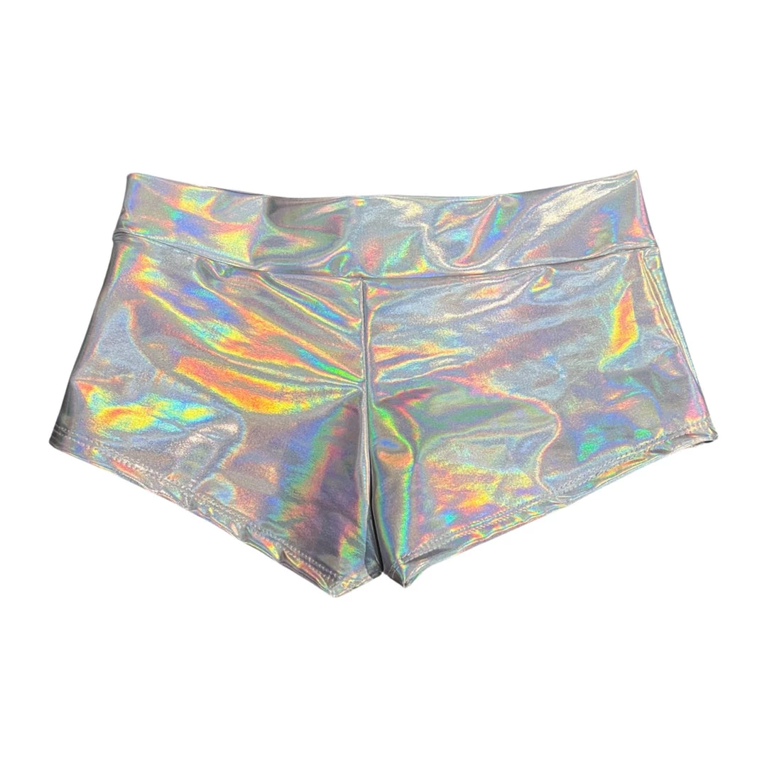 RAVELAND NEW ARRIVALS HOLOGRAPHIC SILVER BOOTY SHORTS 5 RAVELAND NEW ARRIVALS HOLOGRAPHIC SILVER BOOTY SHORTS