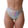 RAVELAND HOLOGRAPHIC SILVER HIGH WAISTED BRAZILIAN BOTTOMS
