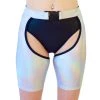 RAVELAND NEW ARRIVALS HOLOGRAPHIC SILVER ASAP BUCKLED SHORT CHAP