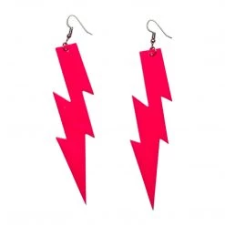 RAVELAND NEON PINK BIG LIGHTNING BOLT EARRINGS HEADBANGER COLLECTION