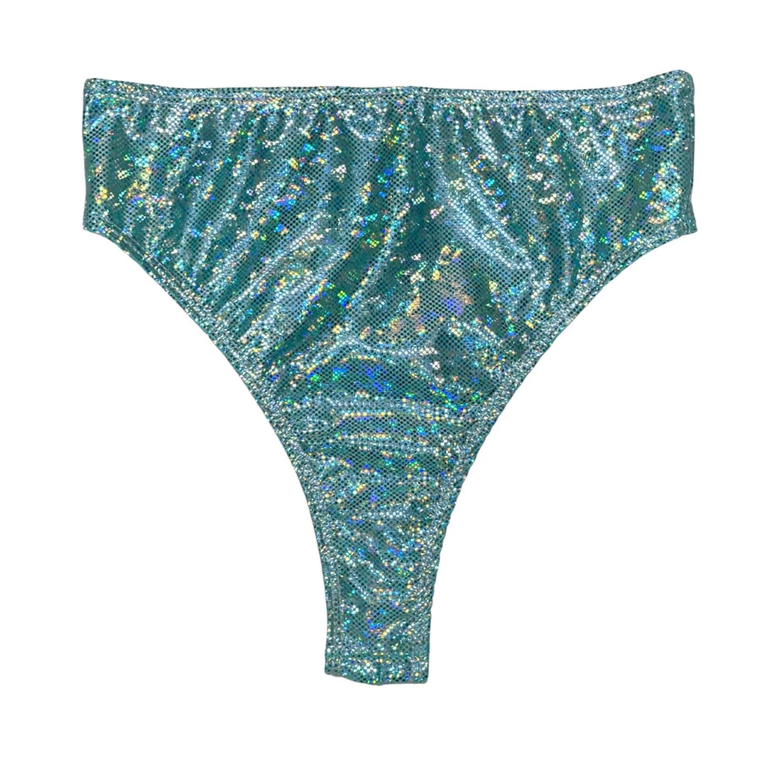 RAVELAND WOMEN RETRO GLITTER-MINT HIGH WAISTED BRAZILIAN BOTTOMS 5 RAVELAND WOMEN RETRO GLITTER-MINT HIGH WAISTED BRAZILIAN BOTTOMS