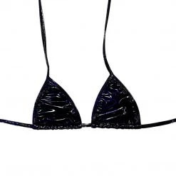 RAVELAND LOVELY LATEX SHINY BLACK MINI TRIANGLE TOP NEW ARRIVALS