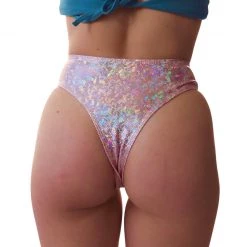 RAVELAND RETRO GLITTER- PINK HIGH WAISTED BRAZILIAN BOTTOMS NEW ARRIVALS