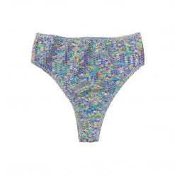 RAVELAND LIQUID MIRROR HIGH WAISTED BRAZILIAN BOTTOMS- WHITE WOMEN