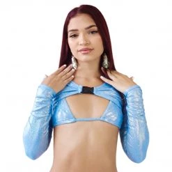 RAVELAND COSMIC MIST BUCKLE SHRUG TOP