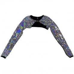 RAVELAND LIQUID MIRROR SHRUG TOP WITH BUCKLE