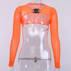 RAVELAND BUCKLED UP SHRUG NEON ORANGE WOMEN
