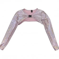 RAVELAND WOMEN RETRO GLITTER PINK SHRUG TOP