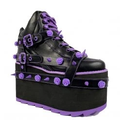 YRU PLATFORMS QOZMO BONDAGE ROSE - BLACK/PURPLE