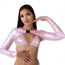 RAVELAND LOVELY LATEX SHRUG TOP