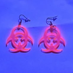 RAVELAND HEADBANGER COLLECTION PINK BIOHAZARD EARRING
