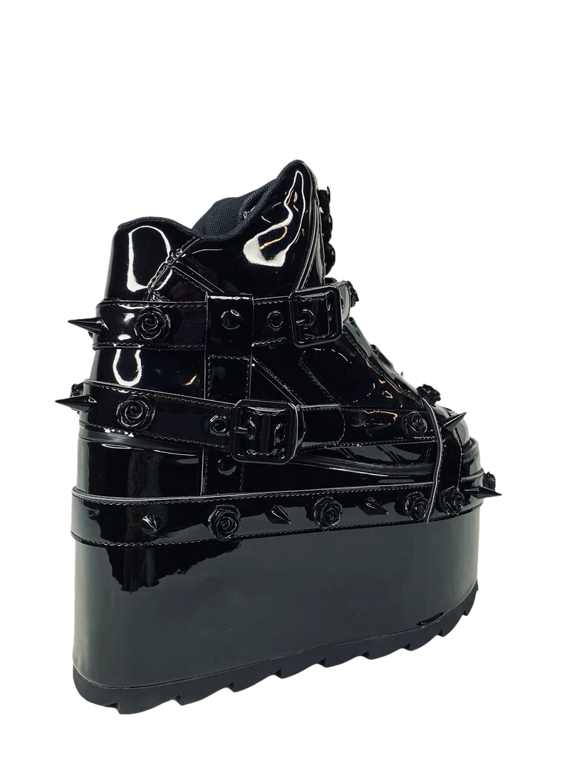 YRU SHOES QOZMO BONDAGE ROSE - BLACK PATENT 9 YRU SHOES QOZMO BONDAGE ROSE - BLACK PATENT