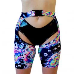 RAVELAND ACID TIE DYE ASAP BUCKLED SHORT CHAP NEW ARRIVALS