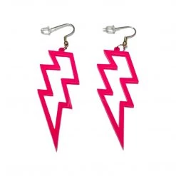 RAVELAND HEADBANGER COLLECTION NEON PINK LIGHTNING BOLT EARRINGS