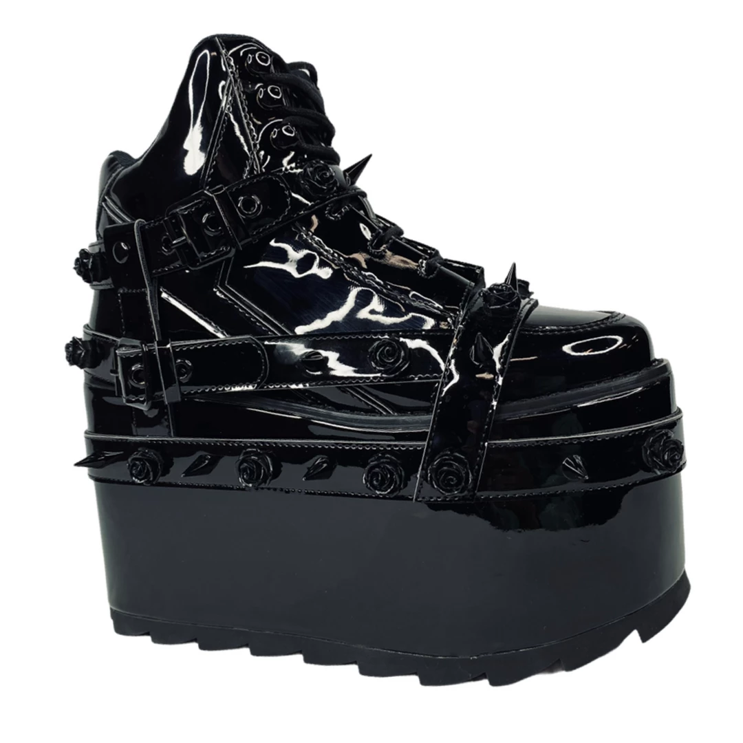 YRU SHOES QOZMO BONDAGE ROSE - BLACK PATENT 3 YRU SHOES QOZMO BONDAGE ROSE - BLACK PATENT