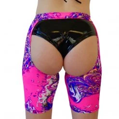 RAVELAND ACID TIE DYE PINK ASAP BUCKLED SHORT CHAP