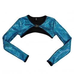 RAVELAND LIQUID MIRROR SHRUG TOP WITH BUCKLE