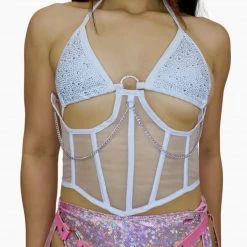 RAVELAND ALL MY SIN'S WHITE MESH UNDERBUST CORSET