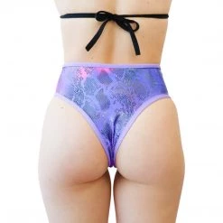 RAVELAND DASH OF SPARKLE HIGH WAISTED BRAZILIAN BOTTOMS- PURPLE & PINK