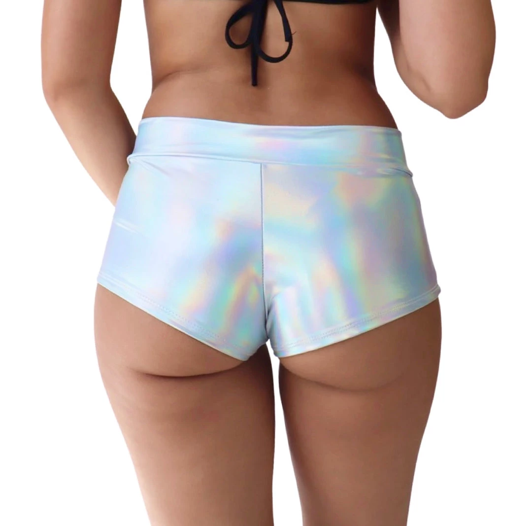 RAVELAND NEW ARRIVALS HOLOGRAPHIC SILVER BOOTY SHORTS 4 RAVELAND NEW ARRIVALS HOLOGRAPHIC SILVER BOOTY SHORTS