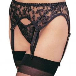 LEG AVENUE WOMEN Lace Garter Belt And Thong Set Plus Size